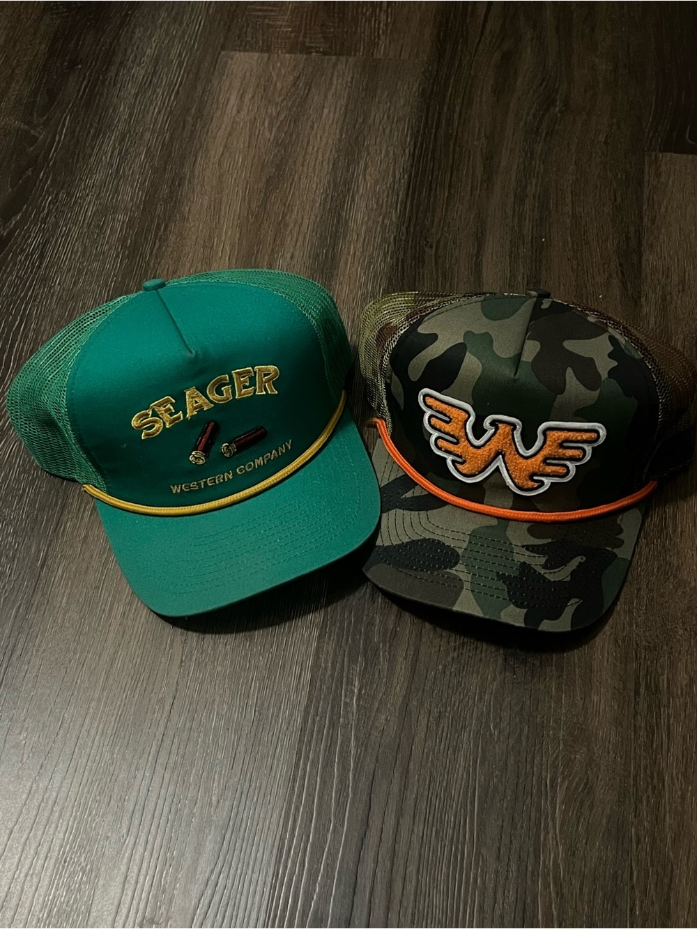 Seager Western Company Green Mesh Camo Trucker Hat Waylen Jennings shotgun
